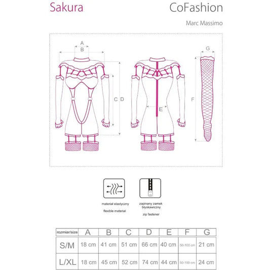 Livco Corsetti Fashion – Combinaison Sakura Cf 90357 + Gants Longs + Porte Jarretelles Noir S