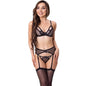 LIVCO CORSETTI FASHION - SUJETADOR + LIGUERO + BRAGUITA KEILA LC 20245 NEGRO S/M
