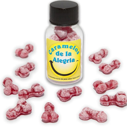 DIABLO PICANTE - 12 CARAMELOS DE ALEGRÍA CON FORMA DE PENE FRESA/CEREZA