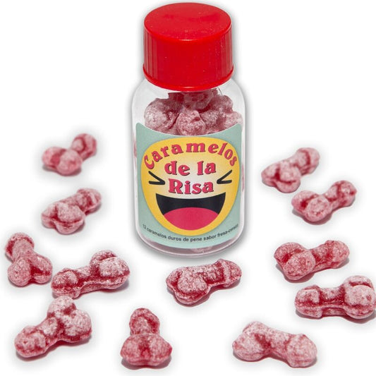 DIABLE ÉPICÉ - 12 BONBONS RIRE EN FORME DE PÉNIS FRAISE/CERISE