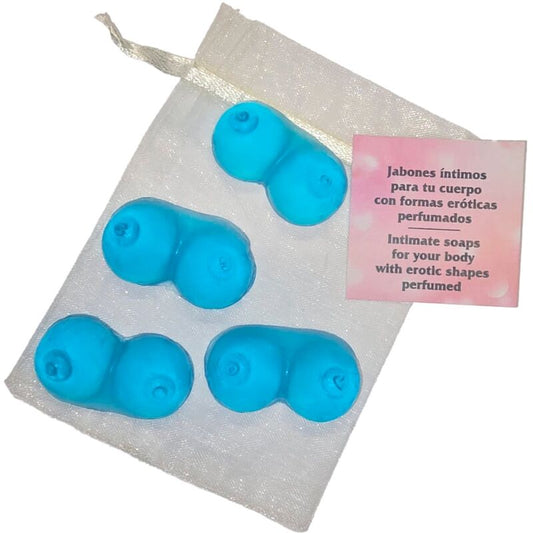 SPICY DEVIL - 4 MINI SAVONS PARFUMES IN FORME DE SEINS BLEU