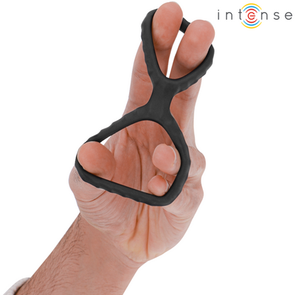 INTENSE - DEWEY DOUBLE BLACK SILICONE COCK RING MODEL 2