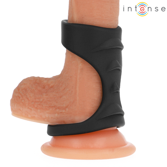 INTENSE - THEO DOUBLE BLACK SILICONE PENIS RING MODEL 3
