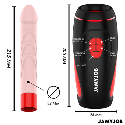 JAMYJOB - MASTURBATEUR AUTOMATIQUE PYSTON BASE AVEC DILDO À TÉLÉLÉCOMMANDE