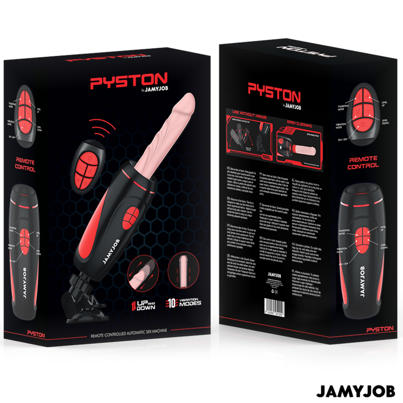 JAMYJOB - MASTURBATEUR AUTOMATIQUE PYSTON BASE AVEC DILDO À TÉLÉCOMMANDE