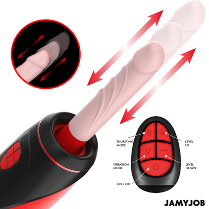 JAMYJOB - MASTURBATEUR AUTOMATIQUE PYSTON BASE AVEC DILDO À TÉLÉLÉCOMMANDE