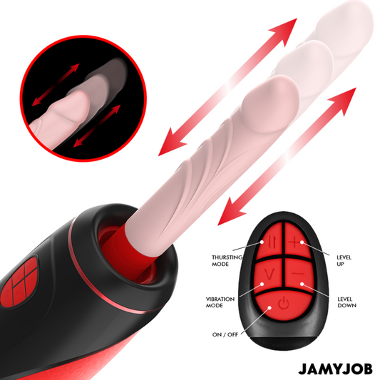 JAMYJOB - MASTURBADOR AUTOMÁTICO PYSTON BASE CON DILDO DE CONTROL REMOTO