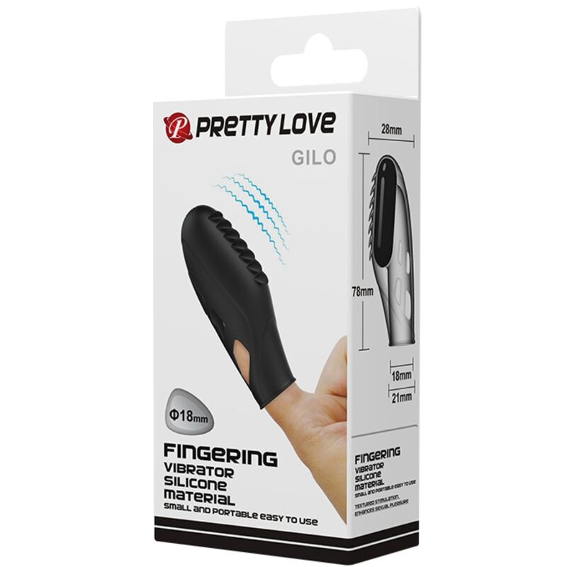 PRETTY LOVE - VIBRADOR DE DEDO DE SILICONA NEGRO GILO