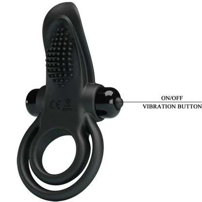 Pretty Love – Double Anneau Vibrant + Stimulateur de Clitoris 10 Vibrations Noir