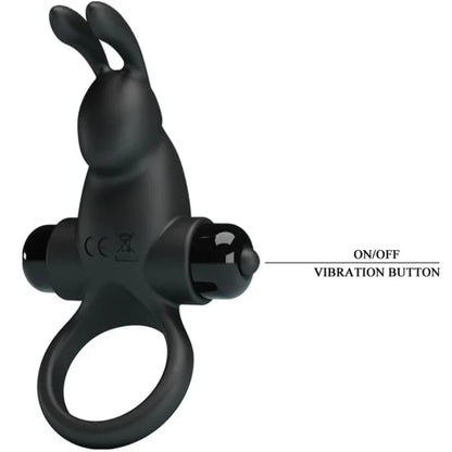 Pretty Love – Anneau Vibrant + Stimulateur de Clitoris Rabbit 10 Vibrations Noir