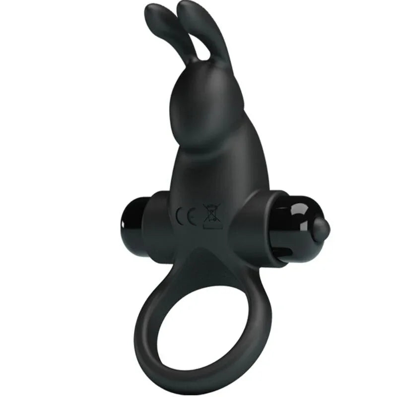 Pretty Love – Anneau Vibrant + Stimulateur de Clitoris Rabbit 10 Vibrations Noir