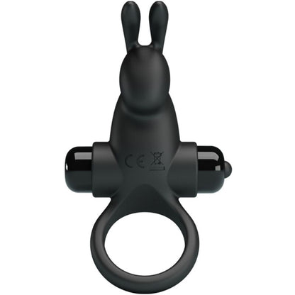 PRETTY LOVE - ANILLO VIBRADOR + ESTIMULADOR DE CLÍTORIS CONEJO 10 VIBRACIONES NEGRO
