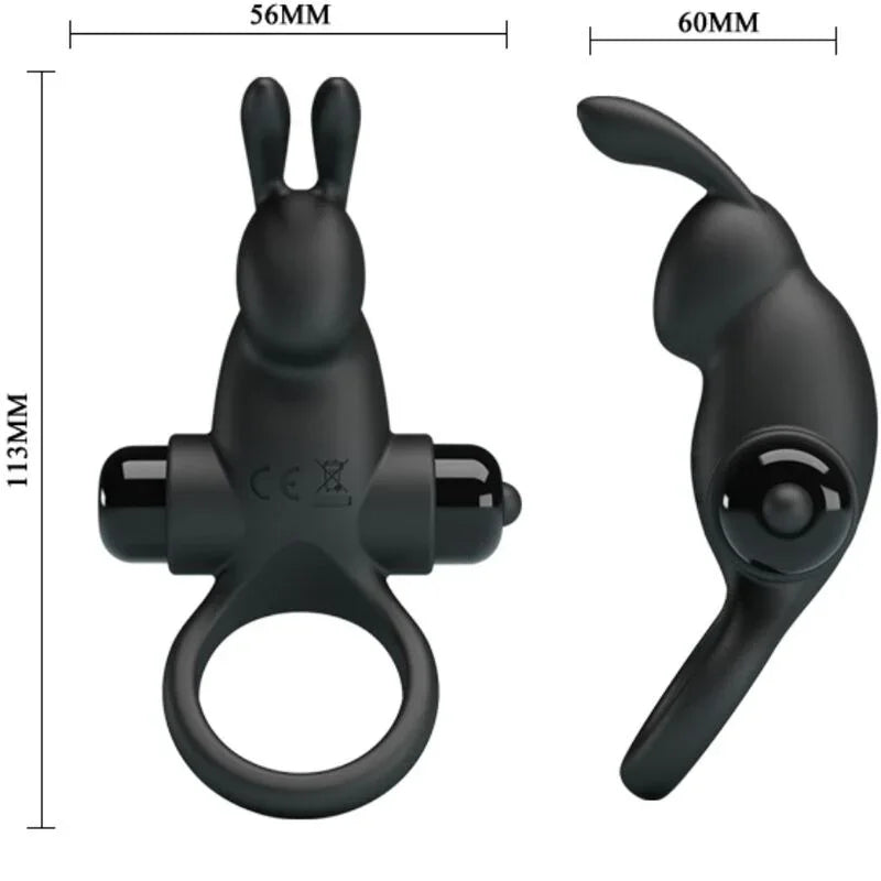 Pretty Love – Anneau Vibrant + Stimulateur de Clitoris Rabbit 10 Vibrations Noir
