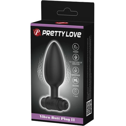 PRETTY LOVE - VIBRA BUTT PLUG 2 ANAL PLUG 10 VIBRACIONES NEGRO