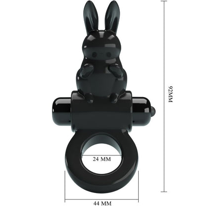 PRETTY LOVE - EMOCIONANTE ANILLO VIBRADOR CONEJO 10 VIBRACIONES NEGRO
