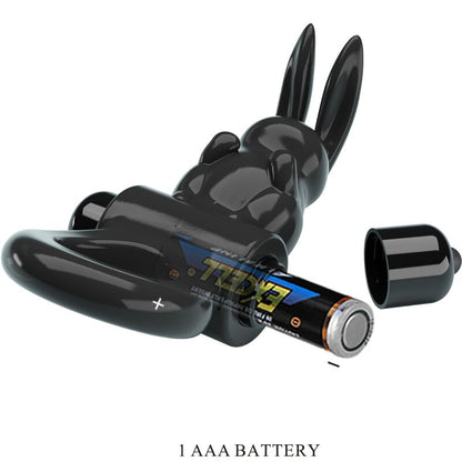 PRETTY LOVE - EMOCIONANTE ANILLO VIBRADOR CONEJO 10 VIBRACIONES NEGRO