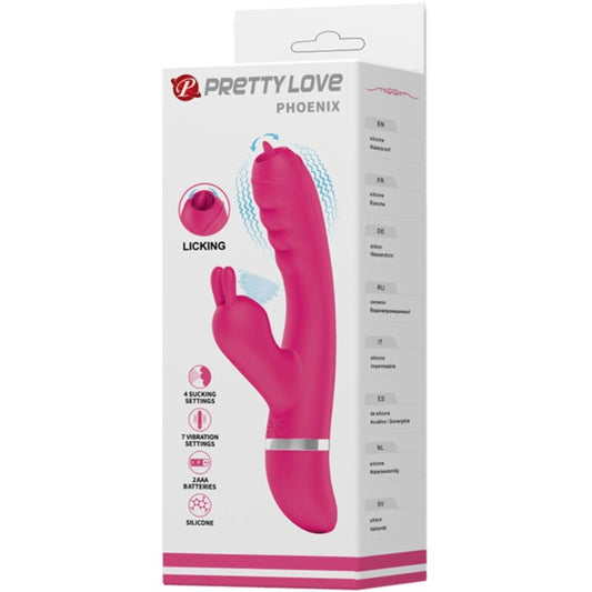 PRETTY LOVE - VIBRADOR CONEJO MULTIFUNCIONAL ROSA FÉNIX