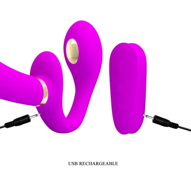 Pretty Love – Thunderbird Double Vibrateur Strap On Télécommande Violet
