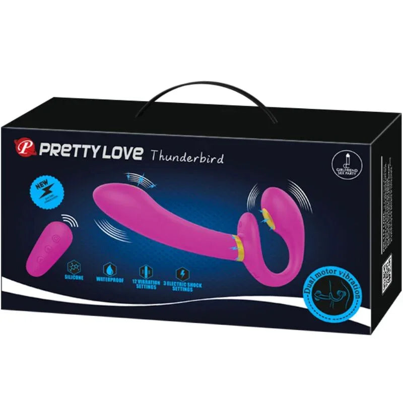 Pretty Love – Thunderbird Double Vibrateur Strap On Télécommande Violet