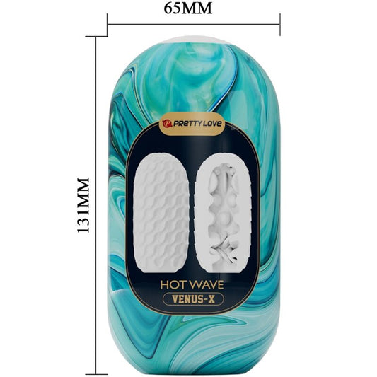 PRETTY LOVE - MASTURBADOR MASCULINO DE SILICONA CON ONDAS BLANCAS Y CALIENTE