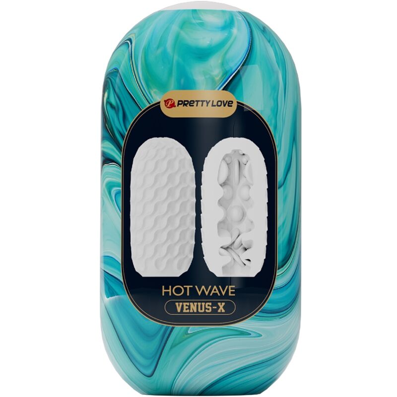 PRETTY LOVE - MASTURBADOR MASCULINO DE SILICONA CON ONDAS BLANCAS Y CALIENTE