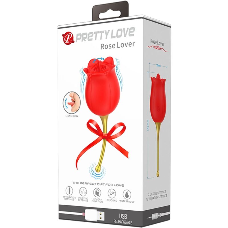 PRETTY LOVE - ROSE LOVER CLITORIS STIMULATOR 12 VIBRATIONS RED