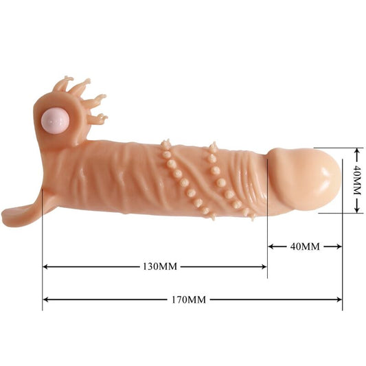PRETTY LOVE - FUNDA PARA EL PENE CONNOR + ESTIMULADOR DE CLÍTORIS CARNE
