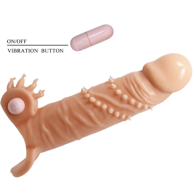PRETTY LOVE - FUNDA PARA EL PENE CONNOR + ESTIMULADOR DE CLÍTORIS CARNE