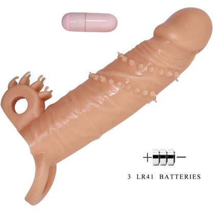 PRETTY LOVE - FUNDA PARA EL PENE CONNOR + ESTIMULADOR DE CLÍTORIS CARNE