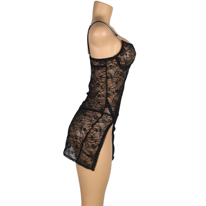 SUBBLIME - 954185 BABYDOLL DE ENCAJE NEGRO CON TIRANTES AJUSTABLES S/M