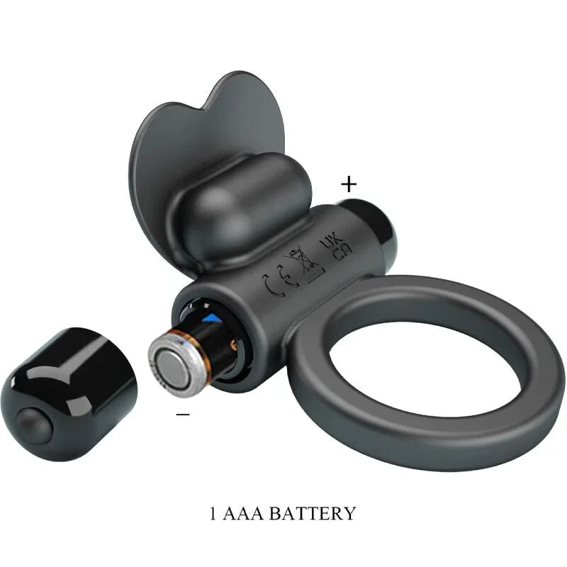 Pretty Love – Bague Vibrante Debonaire Lapin 10 Vibrations Noire