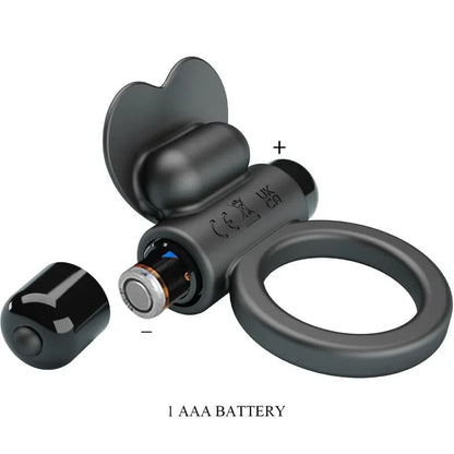 Pretty Love – Bague Vibrante Debonaire Lapin 10 Vibrations Noire
