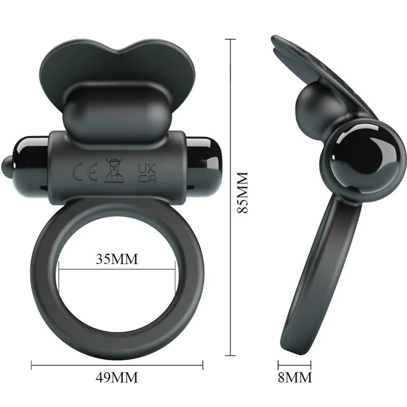 Pretty Love – Bague Vibrante Debonaire Lapin 10 Vibrations Noire