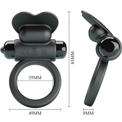Pretty Love – Bague Vibrante Debonaire Lapin 10 Vibrations Noire