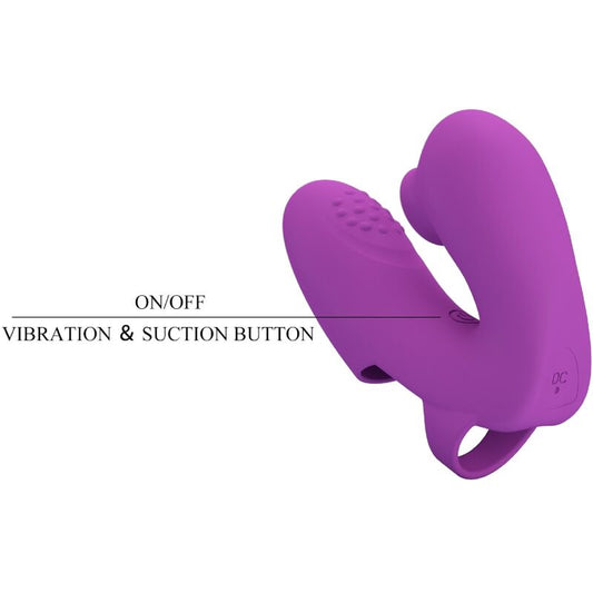 PRETTY LOVE - VIBRADOR DE DEDO ATHENA CON ESTIMULADOR DE CLÍTORIS MORADO