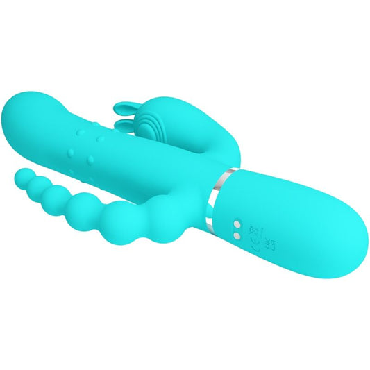 PRETTY LOVE - CAMMY 4 IN 1 VIBRATEUR MULTIFONCTION TRIPPLE RABBIT BLEU