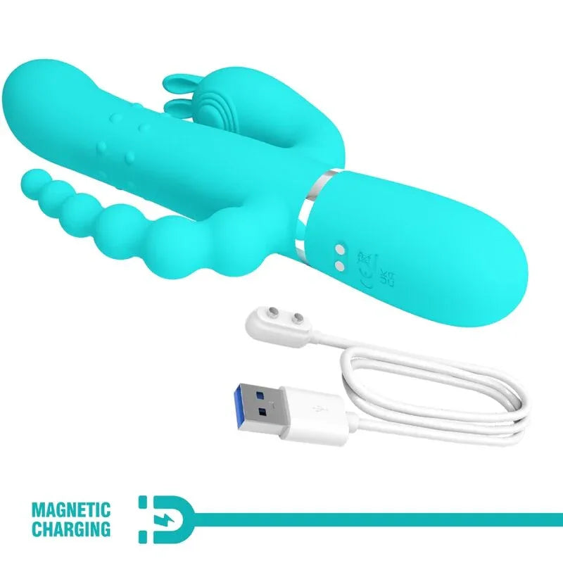 Pretty Love – Cammy 4 en 1 Vibrateur Multifonction Tripple Rabbit Bleu