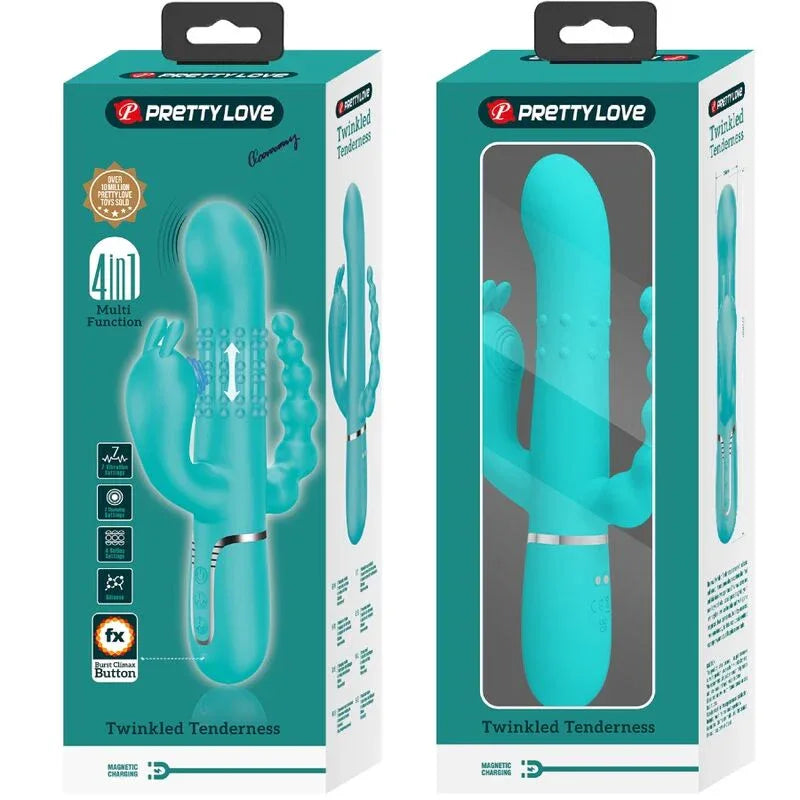 Pretty Love – Cammy 4 en 1 Vibrateur Multifonction Tripple Rabbit Bleu