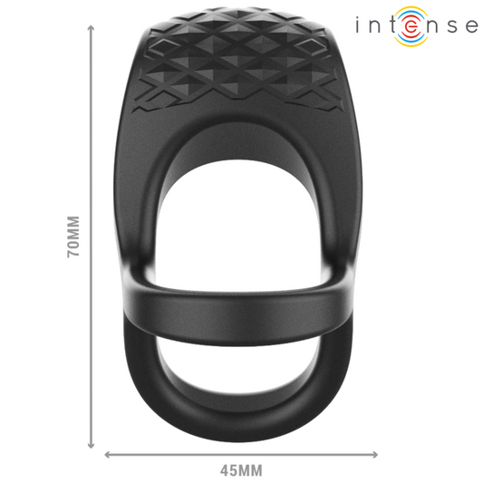 INTENSE - ALEX ANILLO VIBRADOR DOBLE PARA EL PENE 10 VIBRACIONES NEGRO