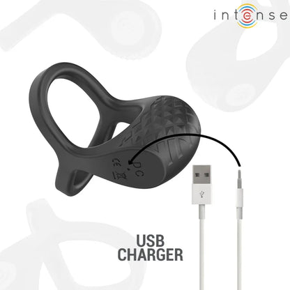 Intense – Alex Vibrateur Double Anneau Pénis 10 Vibrations Noir