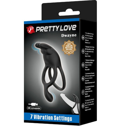 PRETTY LOVE - SETH ANILLO DOBLE VIBRADOR CONEJO 7 VIBRACIONES NEGRO