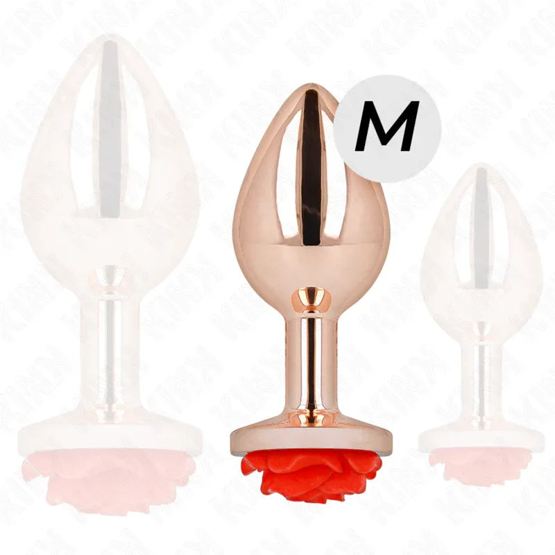 Kink – Plug Anal Or Rose avec Rose Rouge M