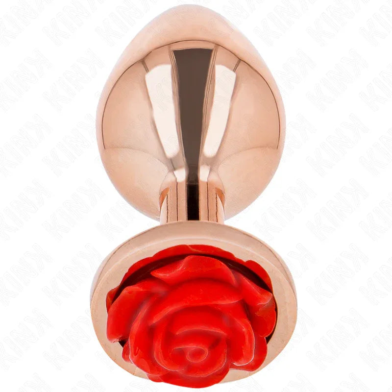 Kink – Plug Anal Or Rose avec Rose Rouge M