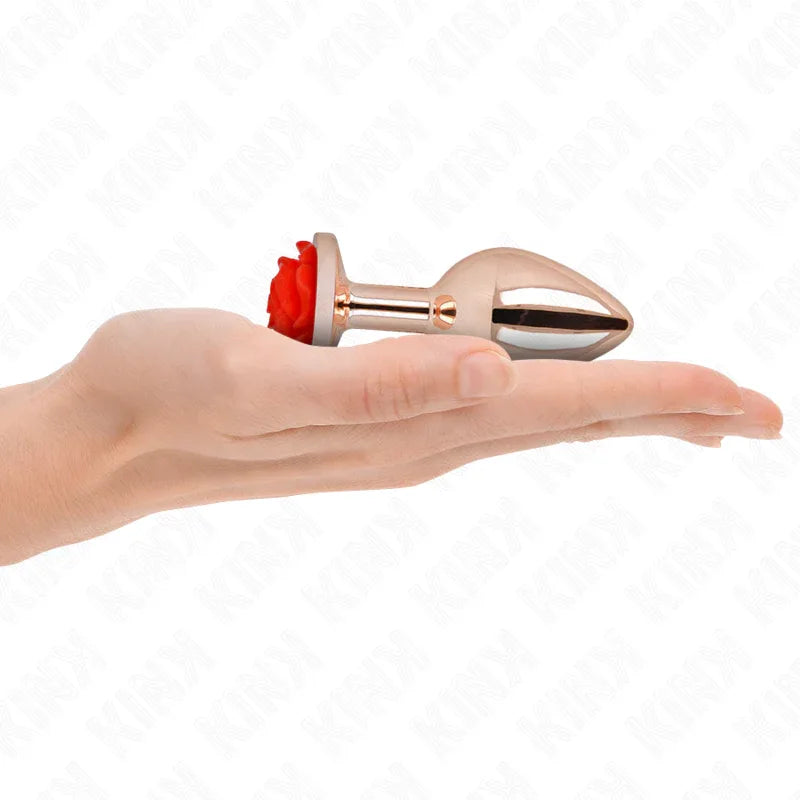Kink – Plug Anal Or Rose avec Rose Rouge M