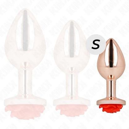 Kink – Plug Anal Or Rose avec Rose Rouge S