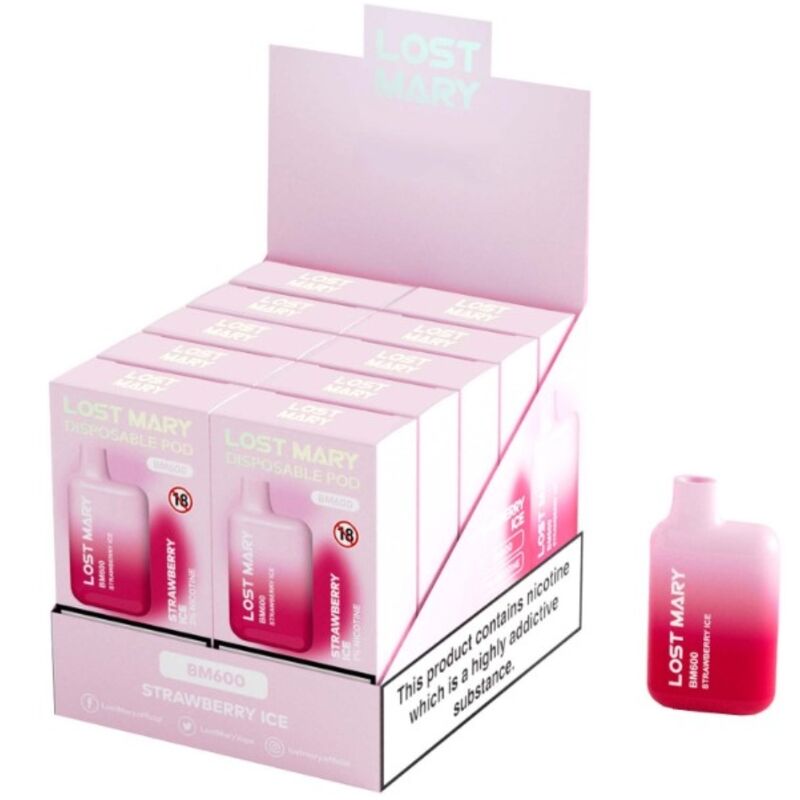 Vaper nicotine 2% jetable glace fraise – Lost Mary BM600