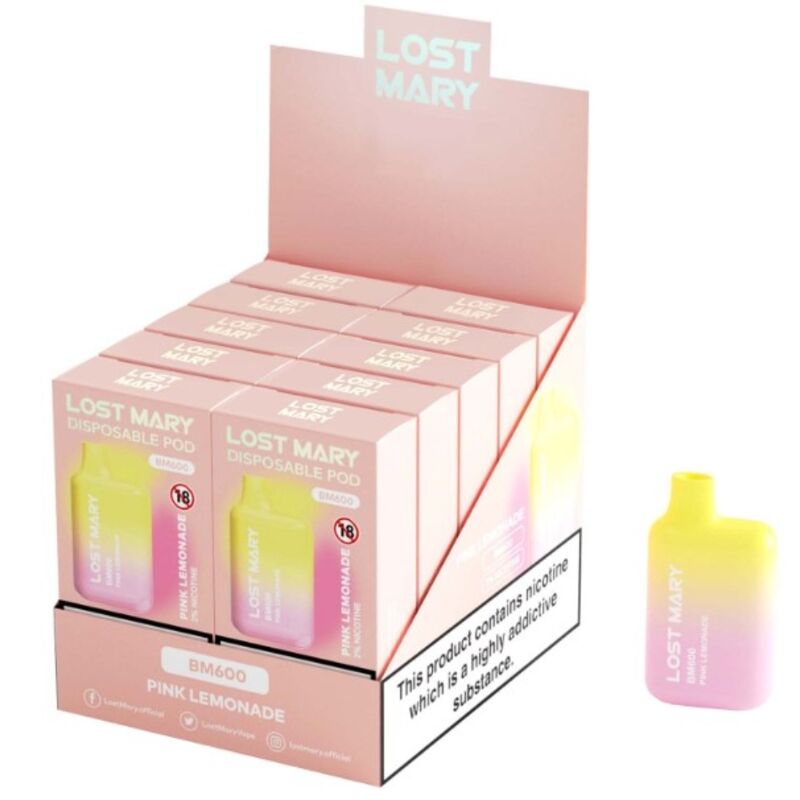 Vaper nicotine 2% jetable limonade rose – Lost Mary BM600