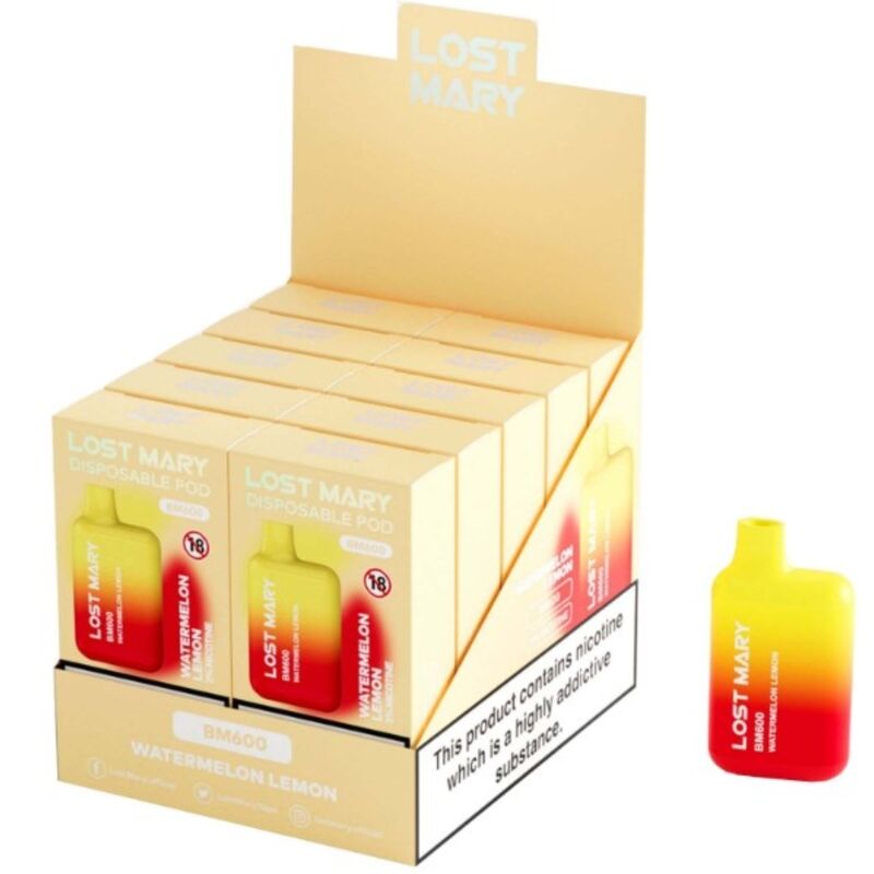 Vaper nicotine 2% jetable pastèque citron – Lost Mary BM600