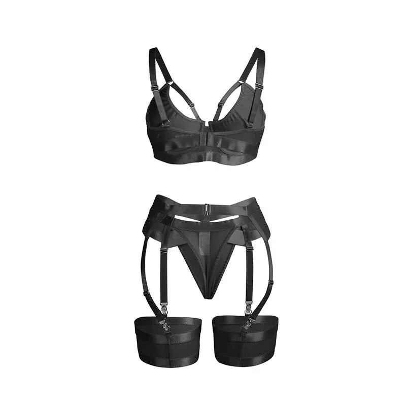 Subblime – 955236 Ensemble Soutien Gorge Bondage Noir avec Jarretelle S / M