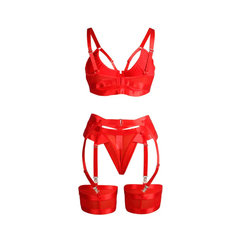 Subblime – 955250 Ensemble Soutien Gorge Bondage Rouge avec Jarretelles S / M